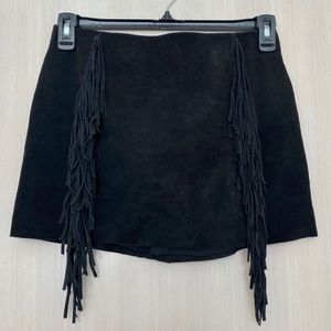 Black Suede Tassel Skirt